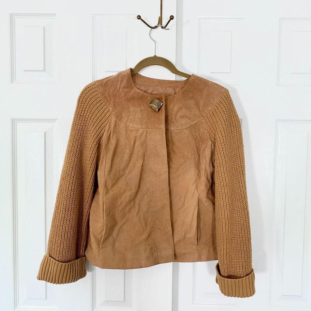 Amx Early 2000's Tan Brown Suede Leather Jacket  M
